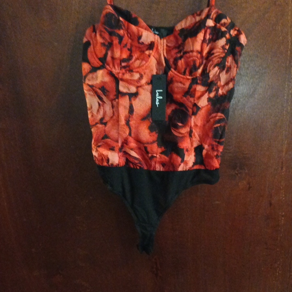 Lulus NWT  Thong Bodysuit Side Zip Closure Spaghetti Strap